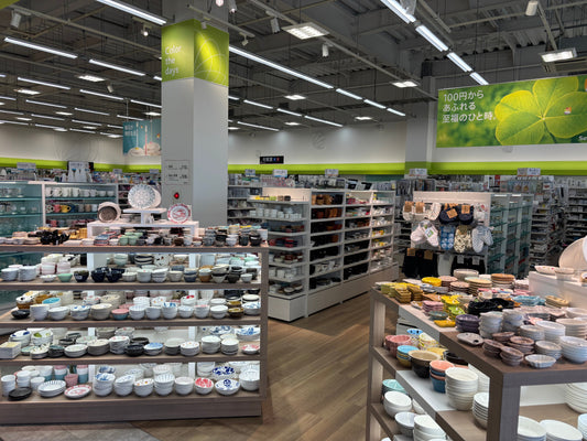 Everyday household and pet items inside a Japanese 100-yen store