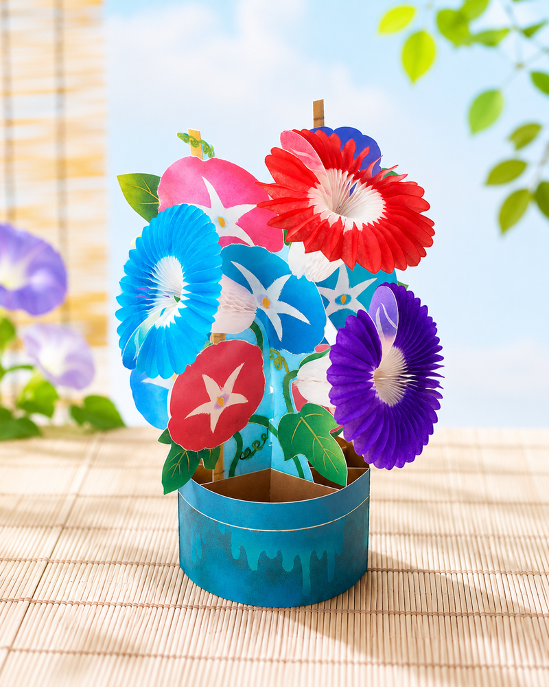 Japanese Morning Glory 3D Greeting Card