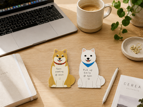 Japanese Dog Die-Cut Memo Pad - 80 Sheets