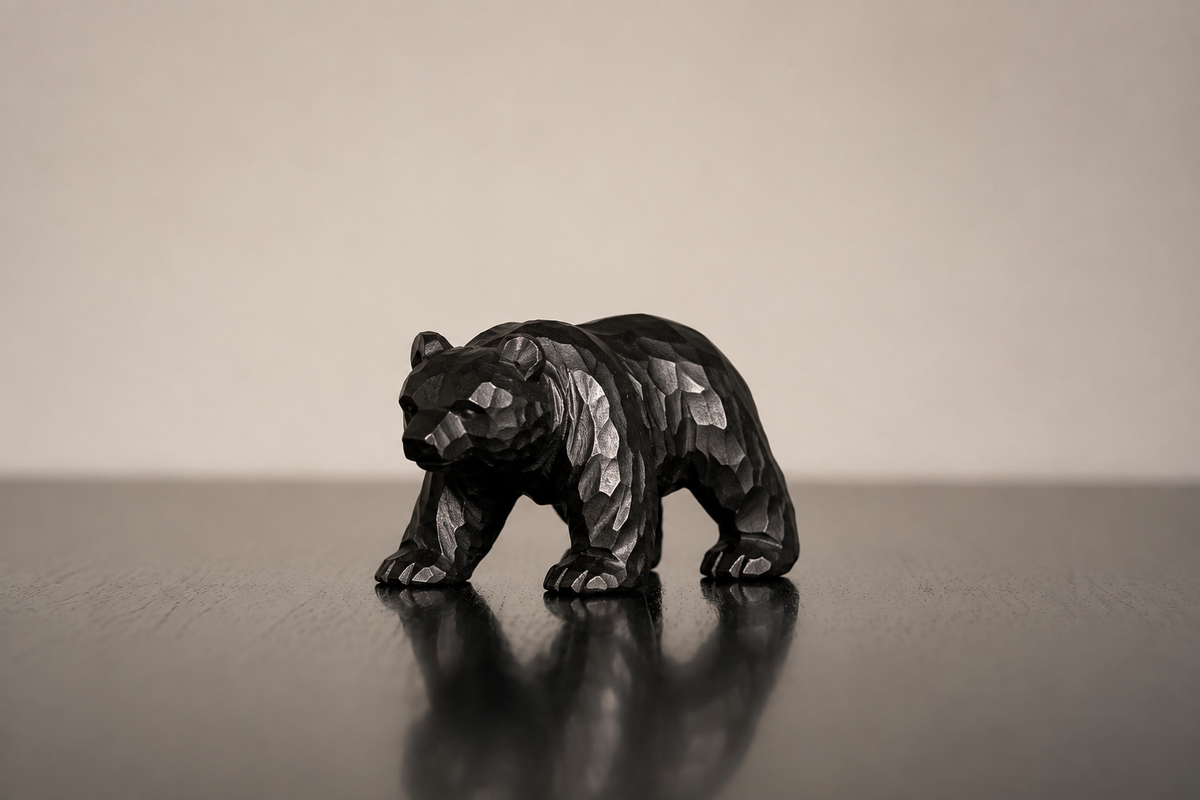 Hand-Carved Hokkaido Bear - Natural Wood - Medium