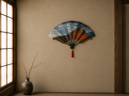 Red Fuji Japanese Washi Folding Fan